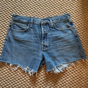 AGOLDE Parker Long Cut Off Jean Shorts